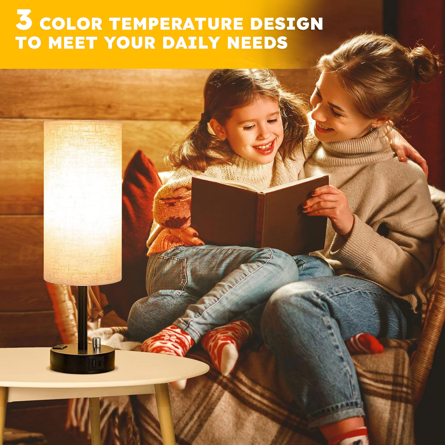 GVDV Bedside Table Lamp with USB Charging Port, Dimmable photo 3