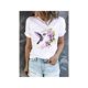 thumbnail image 1 of Women's Casual Short Sleeve T-Shirt with Vibrant Hummingbird & Floral Print - Soft Fabric, Relaxed Fit Round Neck Top, 180gsm Breathable for Spring Summer & all-Season Wear, Texture, 1 of 6