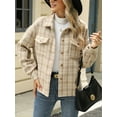 thumbnail image 7 of Cuteduck Women Plaid Fashion Jacket Button Up Long Sleeve Fall Casual Dressy Loose Coat with Pockets S-XL, 7 of 7