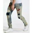 thumbnail image 5 of Crysp Denim Men's Rip & Repair Patchwork Distressed Skinny Fit Denim Jeans (40, Blue Stonewashed), 5 of 5