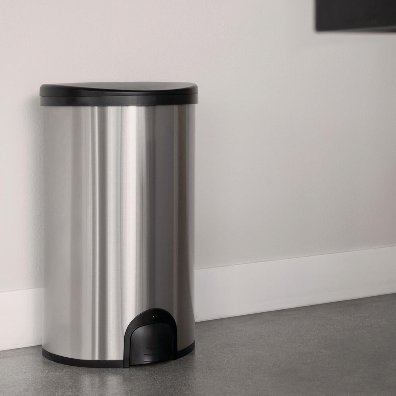 Nine Stars Toe Touch Automatic Trash Can, 13 Gallon Stainless Steel, Foot Sensor Hands-Free Soft-Close Lid Garbage Bin, Silver