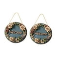 thumbnail image 2 of TISHITA 2Pcs Floral Welcome Signs 2D Front Door Door Hanger Signs Wall Signs 7.87inch Entryway Office Wood Plaque for Classroom Window Blue, 2 of 8