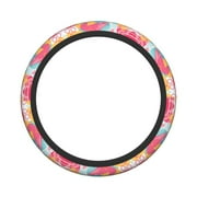 XMXY Car Steering Wheel Cover, Colorful Art Painting Patterns Red Non-Slip Jeep Truck Universal Elastic Steering Wheel Protector 15 inch