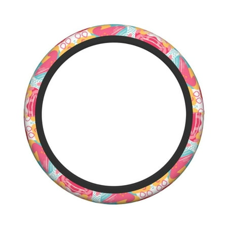 XMXY Car Steering Wheel Cover, Colorful Art Painting Patterns Red Non-Slip Jeep Truck Universal Elastic Steering Wheel Protector 15 inch