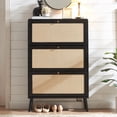 thumbnail image 6 of Shoe Cabinet Storage, Fluted Organizer Cabinet with 3 Flip Drawers, Hidden Shoe Rack Freestanding Shoe Organizer with Legs for Hallway, Black, 6 of 8