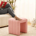 thumbnail image 7 of Tcbosik Small Upholstered Ottoman, 16.5" Teddy Velvet Foot Rest, Square Footstool for Living Room, Bedroom, Entryway, Space Saving, Pink, 7 of 7