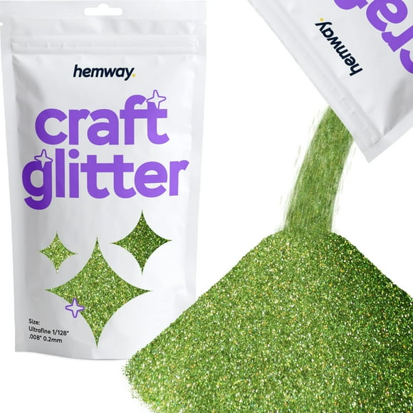 Hemway Craft Glitter Flakes for Arts and Crafts, Tumblers, Resin, Epoxy, Nail Art, Wax, Card Making and Decorations 100g / 3.5oz - Ultrafine (1/128" 0.008" 0.2mm) - Lime Green Holographic