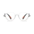 thumbnail image 3 of Womens Half Moon Spring Hinge Reading Glasses 2.0 Fashion Diamond Transparent Floral Readers +2.0, 3 of 5