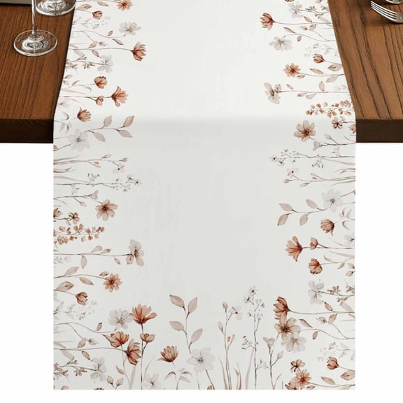 Table Runners 72 Inches Long Dress Scarves, Brown Red Spring Floral Farmhouse Kitchen/Dining Table Runner, Coffee Tablerunners, Botanical Summer Flowers Elegant 13x72 Inch