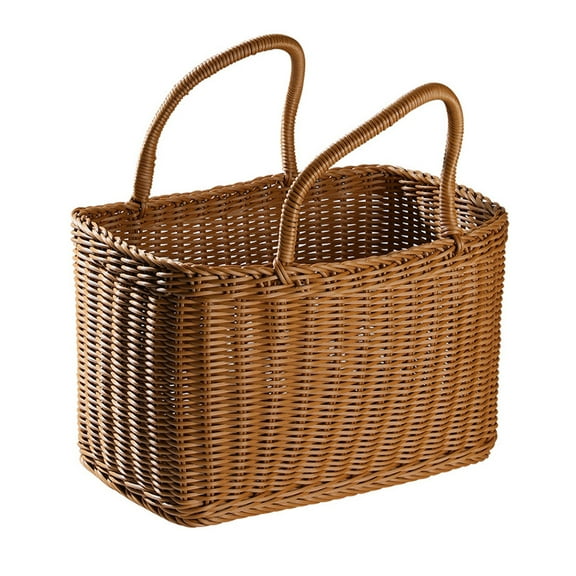 WRISTBIQUE Christmas Decoration Woven Basket Brown 1Pc 13.8X13.8X7.5In