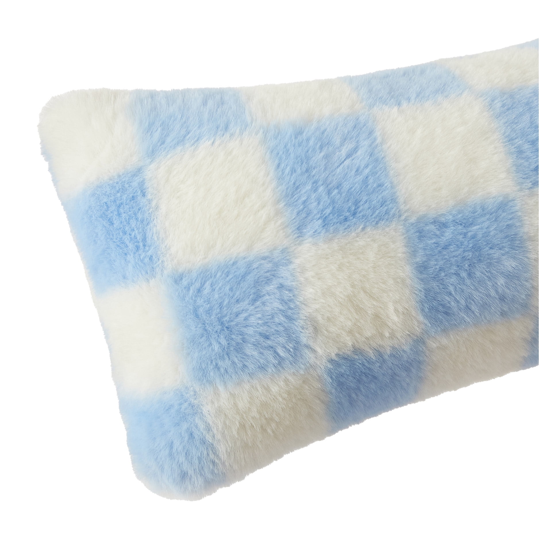 Mainstays Blue Checkered Knot Faux Fur Body Pillow, 22" L x 11" W