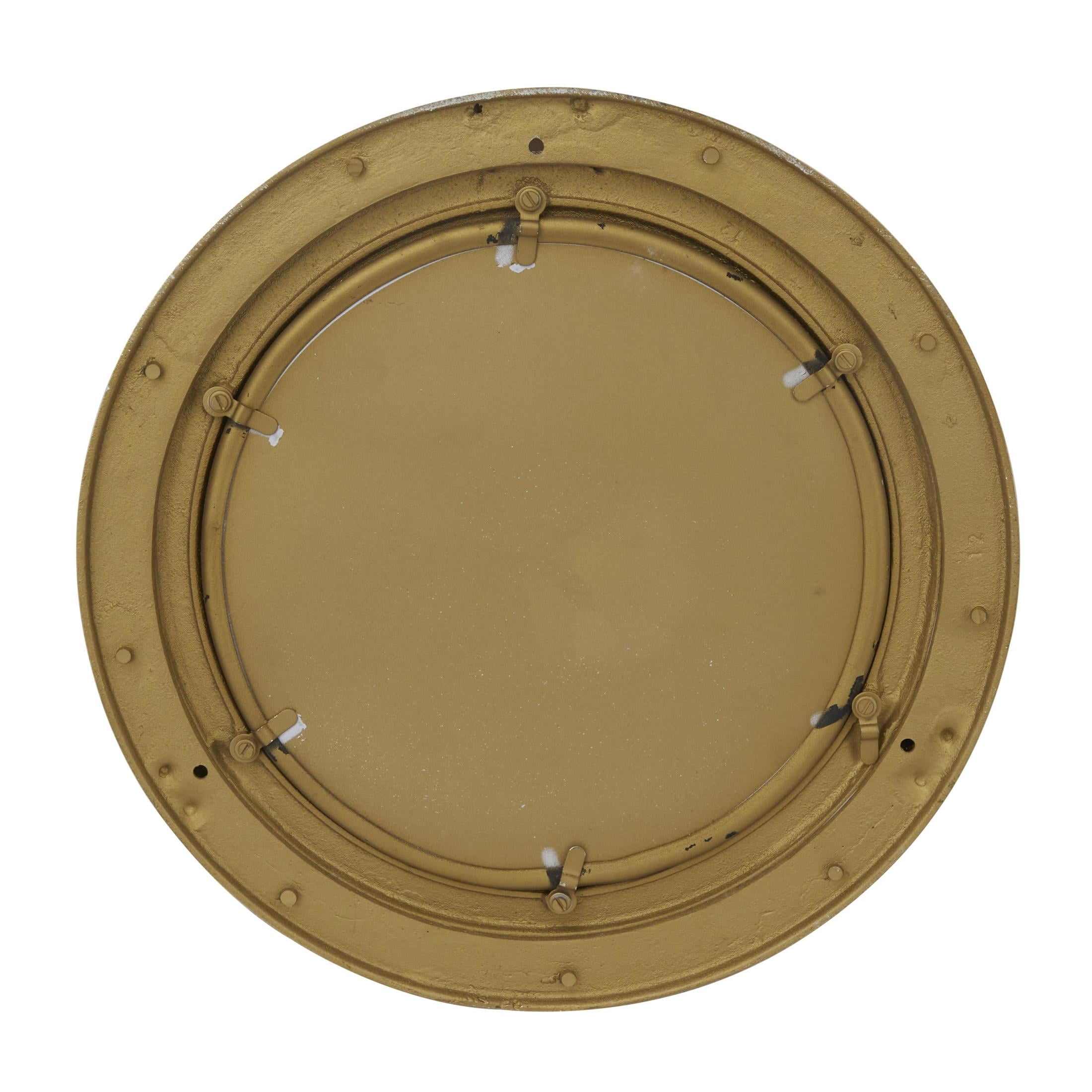 DecMode 12" x 12" Gold Sail Boat Wall Mirror with Port Hole Details
