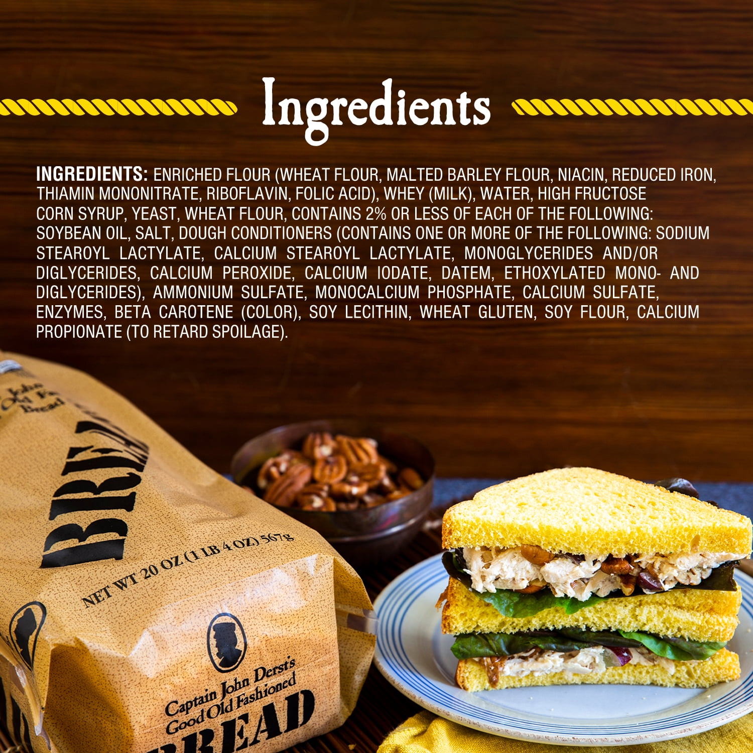 Captain John Derst's Good Old Fashioned Bread, Sliced White Bread, 20 Oz Loaf