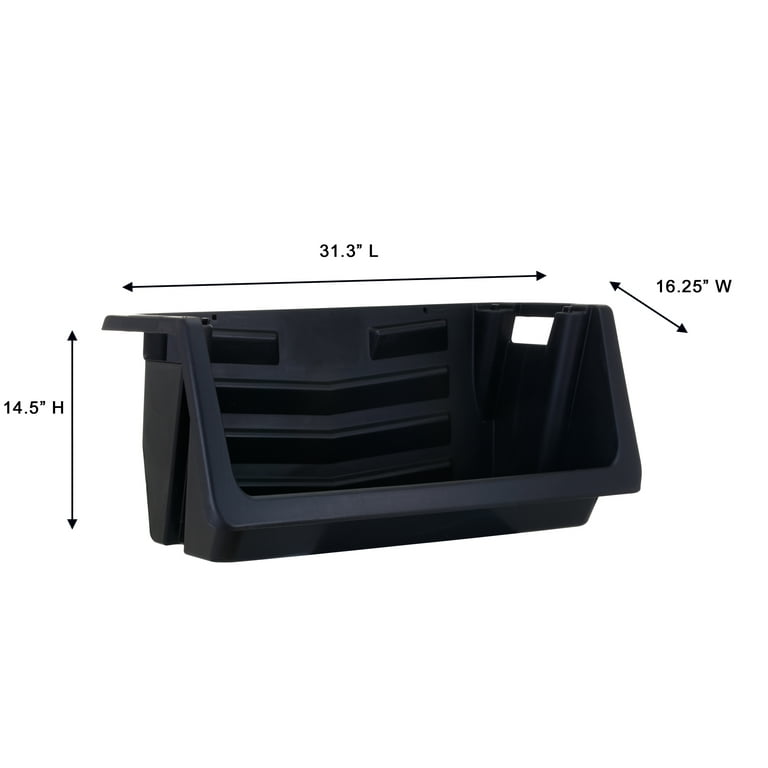 Hyper Tough Heavy Duty Nesting Plastic Stack Bin, Black