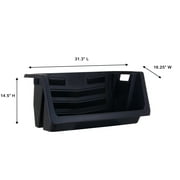 Hyper Tough Heavy Duty Nesting Plastic Stack Bin, Black