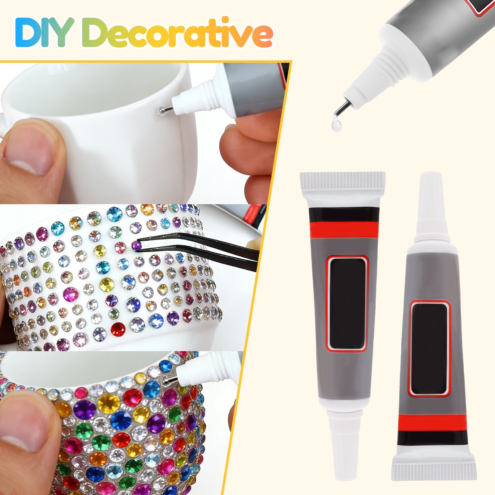 32000Pcs Resin Rhinestones with B7000 Jewelry Glue for Bedazzling Crafting, Rainbow Crystals Flat Back Gems with Craft Adhesive for DIY Graduation Cap Clothes Tumblers Shoes Nails and Face