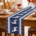 thumbnail image 5 of Christmas Elk Table Runner 72 Inches Long Farmhouse Dress Scarves, Xmas Snowflakes Vintage Navy Blue Geometric Art Dining Tablerunner for Coffee Table/Kitchen Island/Party Décor, 13" x 72", 5 of 8