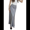 thumbnail image 3 of Faldas Largas de Satén con Cintura Alta y Cremallera Oculta para Mujer Gris L, 3 of 6