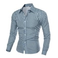 thumbnail image 4 of Mens Plaid Button Down Shirt Long Sleeve Slim Fit Top Blouse Fashion Casual Mens Shirt Green L, 4 of 4