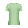thumbnail image 4 of Womens T Shirts Loose Fit Crewneck Sexy Patchwork Lace Short Sleeve Tee Shirts Casual Knitted Blouses Shirts Women Green M, 4 of 5
