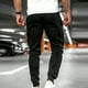 thumbnail image 5 of Pantalones largos de moda para hombre, casuales, de color sólido, con bolsillos y cremallera, cintura elástica, de poliéster., 5 of 5