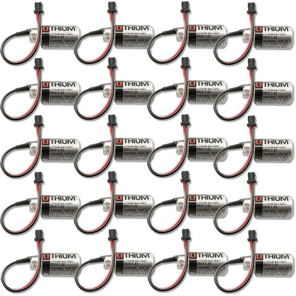 (20-Pack) JZSP-BA01 3.6V ER3V 1000mAh PLC Lithium Battery for PLC CNC Machine with Black Connector