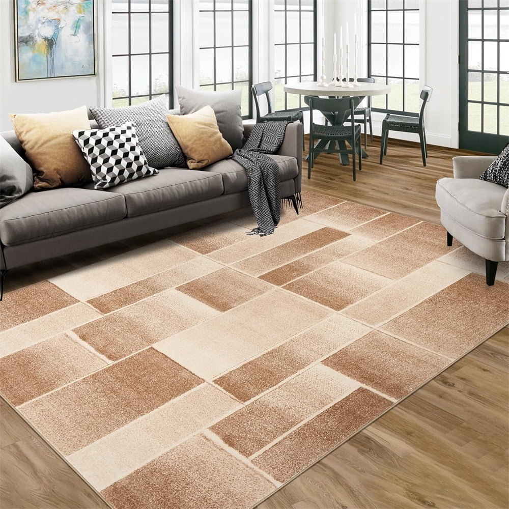 Modern Geometric Patchwork Area Rug, 2×6/5x7/ 8×10/9×12/ 10×13ft Large Rugs for Living Room, Collection Indoor Rugs for Bedroom, Throw Carpet Floor Decor for Entryway Dining Room Office Nursery