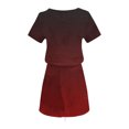 thumbnail image 5 of Ashirexll Womens Summer Dresses, Midi Dresses for Women, Fashion Solid Color Short Sleeve Round Neck Mid Calf Dress, 5 of 6