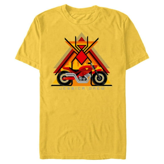 Marvel Spider-Man: Across the Spider-Verse Jessica Drew Bike - Short Sleeve Blended T-Shirt for Adults - Customized-Yellow