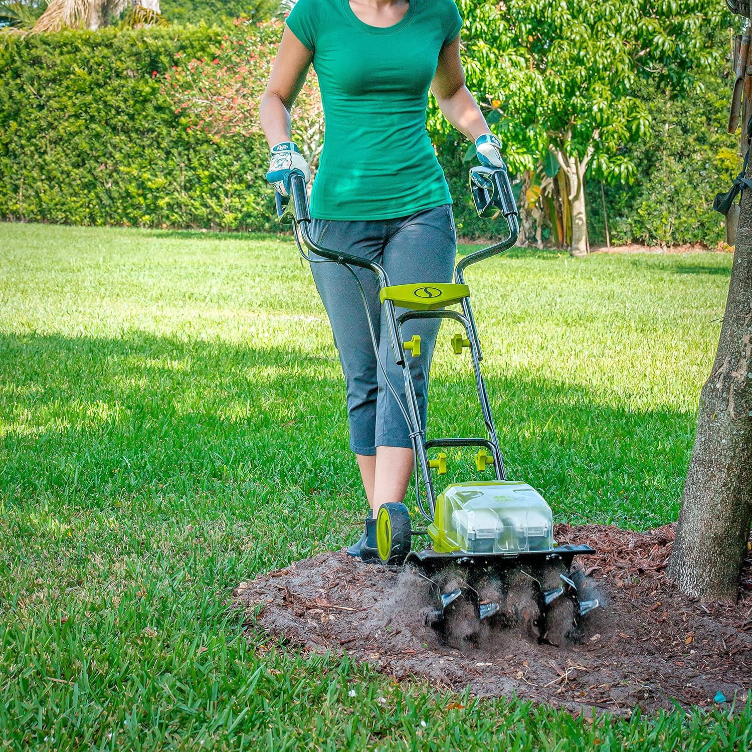 Sun Joe 24V-X2-TLR14 48-Volt* IONMAX Cordless Garden Tiller/Cultivator Kit | with 2 x 2.0-Ah Batteries + Dual Port Charger