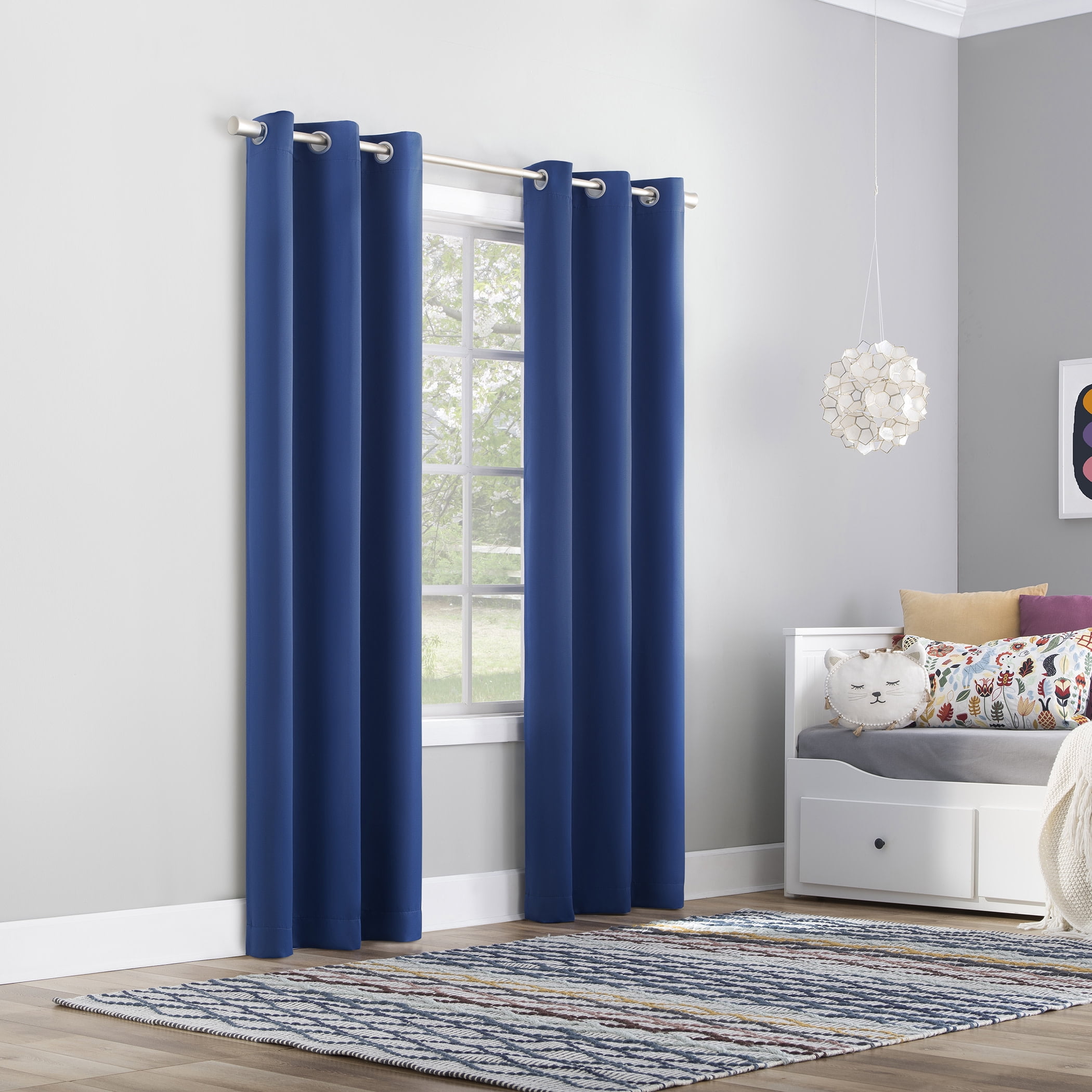 Sun Zero Riley Kids Bedroom Blackout Grommet Curtain Panel, 40" X 95" In Classic Blue