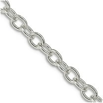 925 Sterling Silver Oval Polished Chain Necklace 24 Inch 3.75mm Lobster Claw Chain Necklace for Women and Men