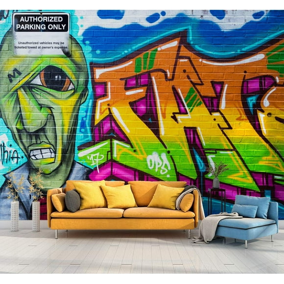 SIGNFORD Wall Mural Colorful Graffiti Removable Wallpaper Wall Sticker for Bedroom Living Room - 100x144 inches