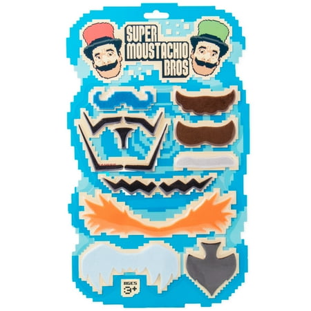 Super Moustachio Bros | Video Game Character Fake Mustaches | Includes 10 of the Most Famous Pieces of Facial Hair in Gaming History | Perfect for Nerds, Geeks, Gamers, and Cosplay Parties