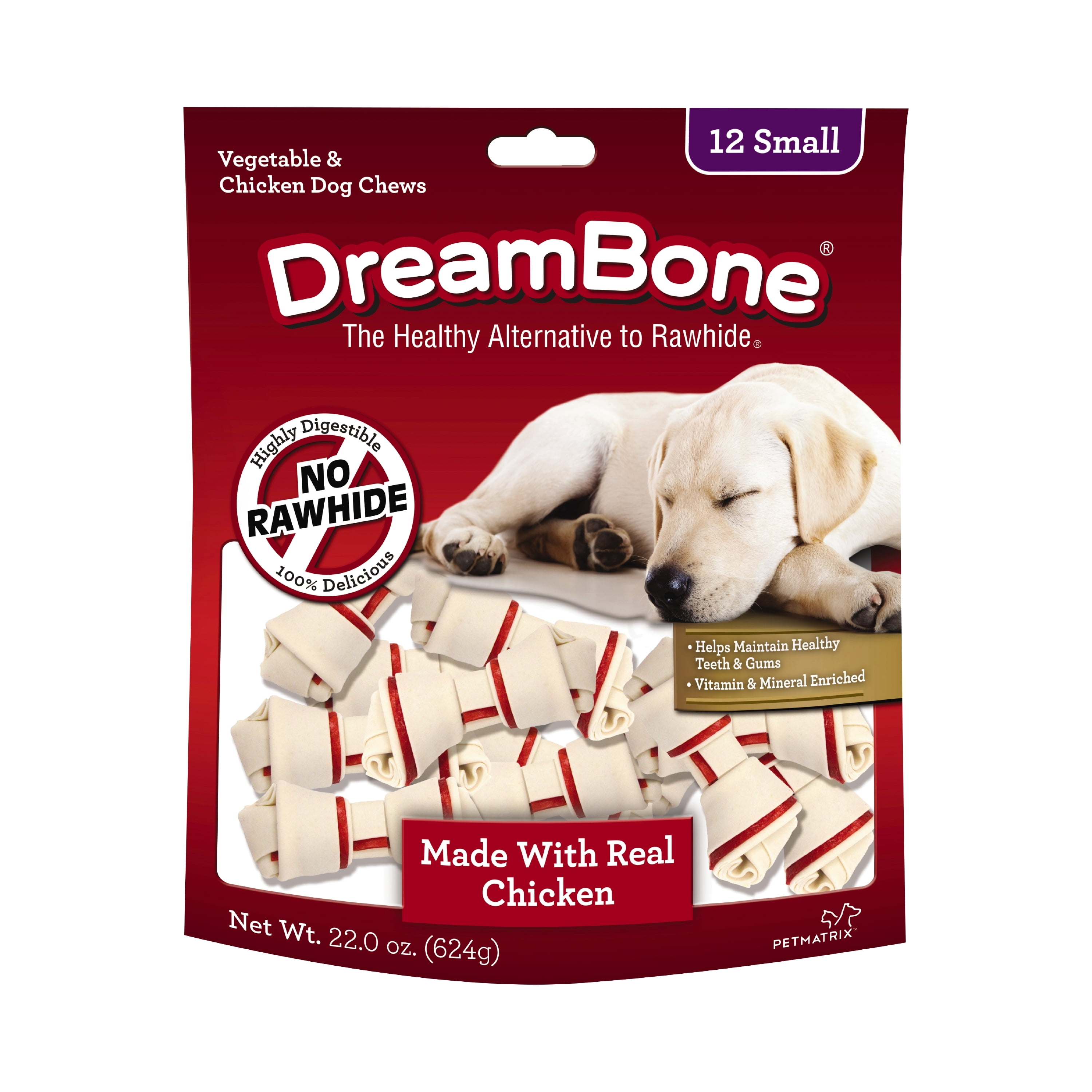 DreamBone Chicken Flavored RawhideFree Dog Chews, Small, 22 Oz. (12