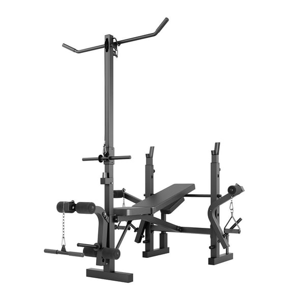 Heavy Duty Adjustable Weight Bench Press Set for Home Gym, Includes Squat Rack, Leg Extension, Preacher Curly Pad & Butterfly Arm, Collapsible, Multi-Function, 900lb Capacity