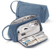 thumbnail image 1 of Estuche de 3 compartimentos, estuche de gran capacidad, estuche grande, azul claro, 1 of 5