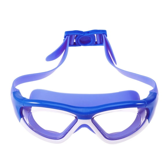 Blue Swimming Goggles with Anti Fog UV Protection for Kids Large Frame Clear PC Lens No Leak
