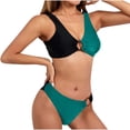 thumbnail image 1 of Trajes de Baño de Bikini de Mujer, Bloqueo de Color Sexy Correa sin Espalda Bikini, Traje de Baño de Corte Alto Retro, 1 of 6
