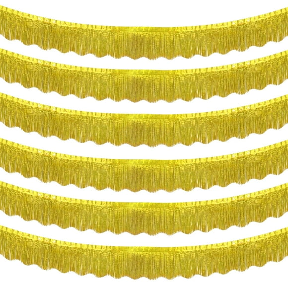 Guirnalda con flecos para decoración de fiesta LolStar, lámina dorada de 59 pies x 6