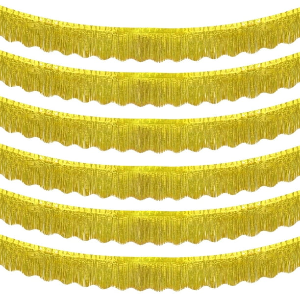 Guirnalda con flecos para decoración de fiesta LolStar, lámina dorada de 59 pies x 6