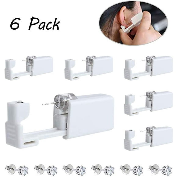 ZECATL Ear Piercing Gun - Yuelong 6 Packs Disposable Sterile Safety Ear Nose Body Piercing Gun Kit No Pain Ear Stud Gun Self Piercing Tool with Ear Stud Asepsis Pierce Kit Piercing Supplies