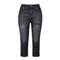thumbnail image 6 of Stamzod Jean Capris for Women Summer Solid Color Slim Fit Stretch Capri Pants Plus Size Casual Denim Capris for Women with Pocket Black A S, 6 of 6