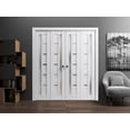 thumbnail image 3 of Sliding Closet Double Bi-fold Doors | Quadro 4088 Nordic White with Frosted Glass | Sturdy Tracks Moldings Trims Hardware Set | Wood Solid Bedroom Wardrobe Doors, 3 of 5