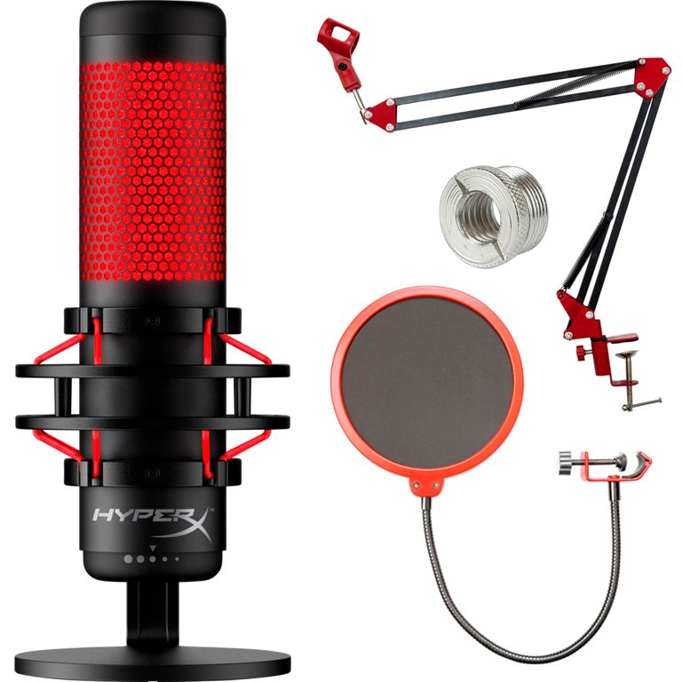 HyperX QuadCast USB Condenser Gaming Microphone with Desktop Boom Arm and  Filter