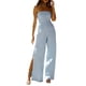 thumbnail image 3 of VISgogo Mameluco de mujer, sin hombros, sin tirantes, pierna ancha, pantalones de color sólido, verano, otoño, calle, primavera, verano, mono VISgogo moda, 3 of 5