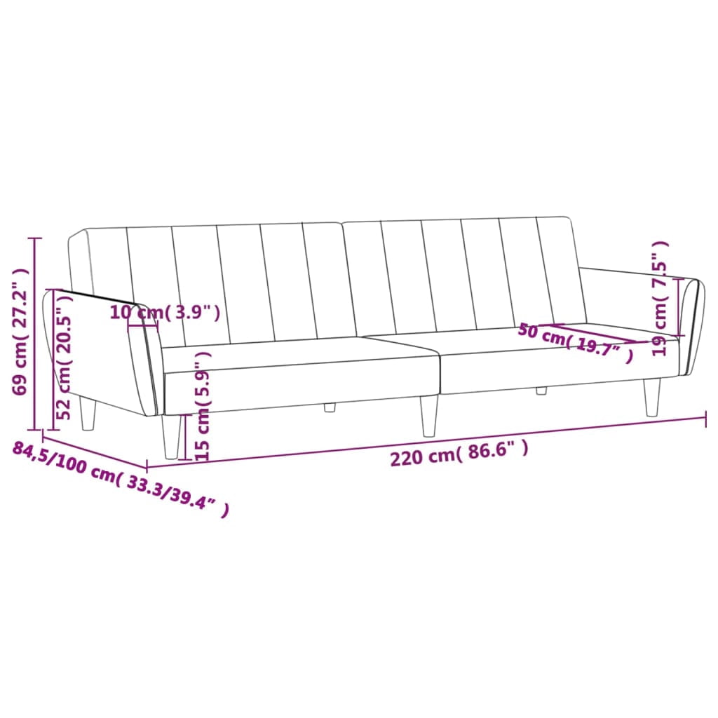 vidaXL 2-Seater Sofa Bed Accent Upholstered Loveseat Sleeper Couch Fabric