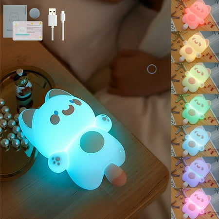

Relax love Baby Night Lamp Silicone Cute Mini Touch Lamp with 7 Color USB Rechargeable Animal Nightlight with 3 Gear Bright Portable Bedside Touch Lamp for Bedside Office