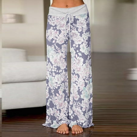 

Women s Comfy Casual Pajama Pants Floral Print Drawstring Lounge Pants Wide Leg Note Please Buy One Or Two Sizes Larger