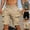 Shorts-Khaki, variant on LEKWK Cargo Shorts for Men Hiking Straight Leg Bermuda Shorts Multi Pockets Durable Woven Mid Rise Button Waist Utility Shorts Outdoor Athletic Travel Work Wear Green 36